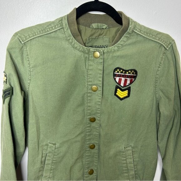 Bethany Mota Linen Cotton Blend Utility Army Jacket Medium Green - Picture 3 of 14